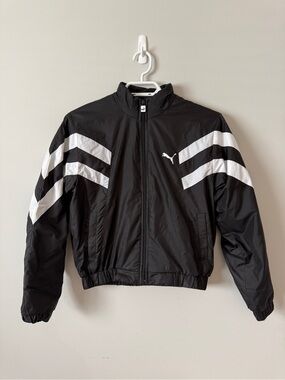 Puma Black White Retro Windbreaker Jacket 90s Streetwear Track Boys XL